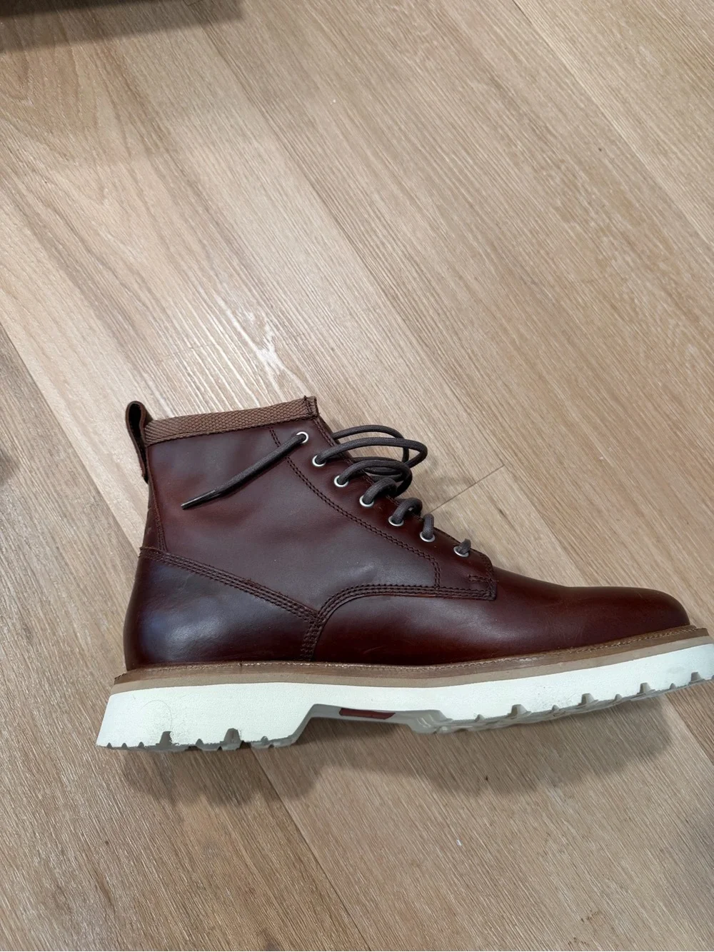 Cole Haan Brown Leather Lace-Up Boots with White Lug Sole